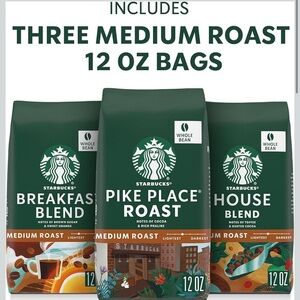 Starbucks Whole Coffee Beans, Medium Roast Hot or Iced Coffee, Variety Pack 12oz